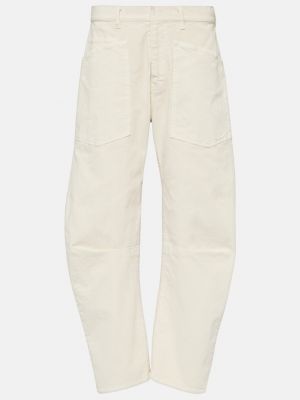 Белые вельветовые брюки слим Nili Lotan