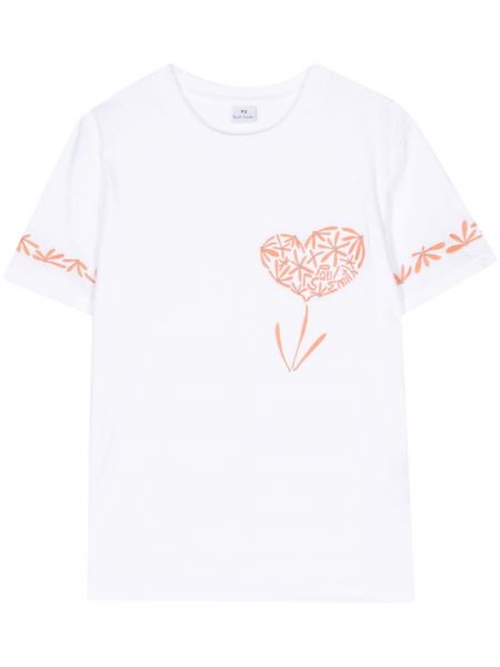 T-krekls ar ziediem Ps Paul Smith balts