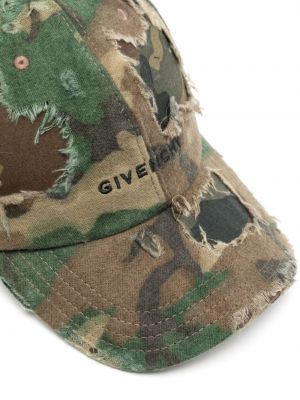 Haftowana czapka z daszkiem z przetarciami w kamuflażu Givenchy