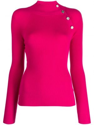 Pull en tricot à col montant Moschino Jeans rose