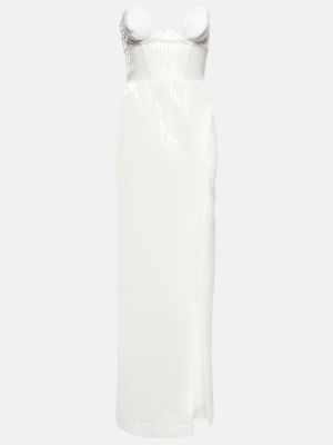 Robe longue à paillettes Nensi Dojaka blanc