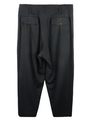 Plisované vlněné kalhoty Yohji Yamamoto černé