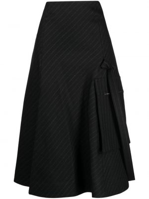 Pruhované vlněné sukně Sacai černé