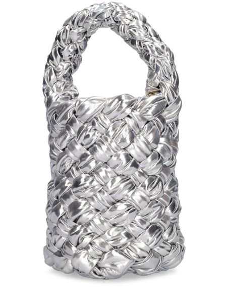 Bőr táska Bottega Veneta ezüstszínű