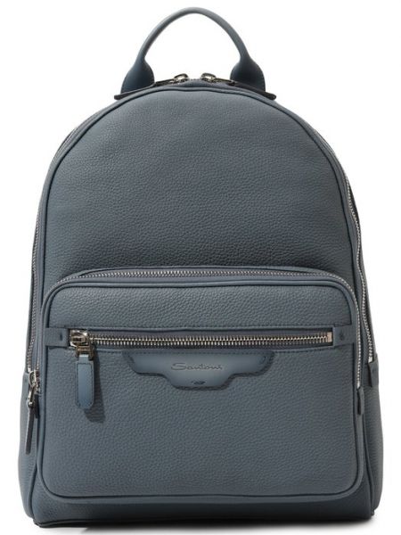 Кожаный рюкзак Santoni голубой