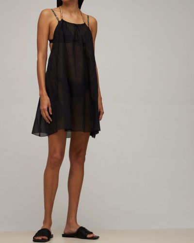 Bavlněné mini šaty Stella Mccartney černé