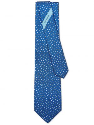 Cravată de mătase cu imagine cu stele Ferragamo albastru