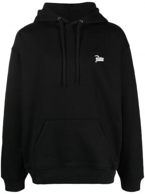 Pamučna hoodie s kapuljačom Patta crna