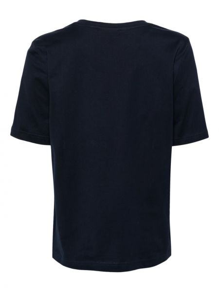 Medvilninis siuvinėtas marškinėliai Lacoste mėlyna