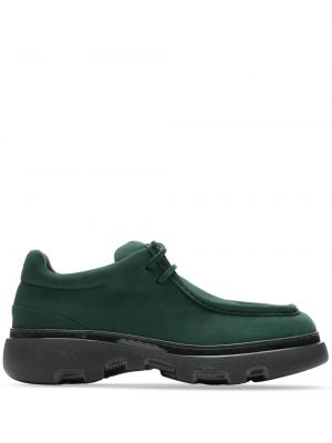 Кожени обувки в стил дерби с връзки с дантела Burberry зелено