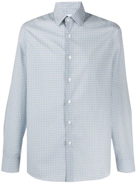 Camisa con botones con estampado con estampado geométrico Prada azul