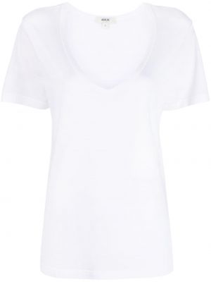 T-shirt en coton à col v Agolde blanc