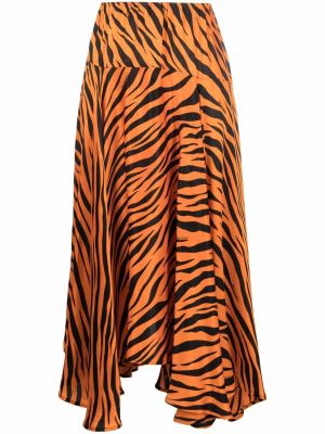 Jupe longue en soie à imprimé et imprimé rayures tigre Balenciaga orange