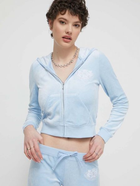Велюровий светр з капюшоном з аплікацією Juicy Couture