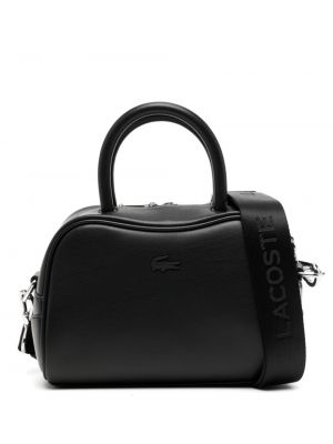 Kožená nákupná taška Lacoste čierna