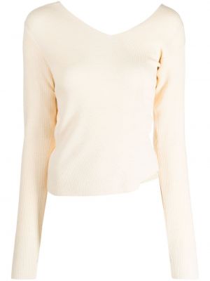 Pull en tricot asymétrique ajouré System blanc