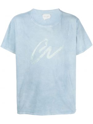 Памучна тениска с принт Greg Lauren синьо