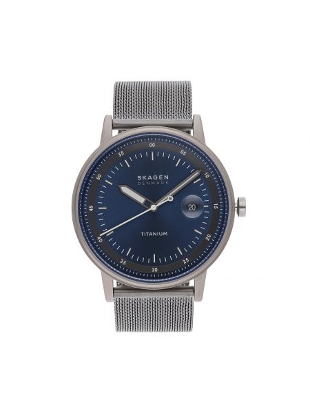 Zegarek srebrny Skagen, niebieski