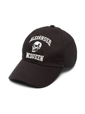 Haftowana czapka z daszkiem Alexander Mcqueen czarna