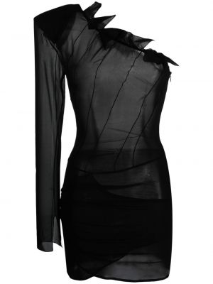 Коктейлна рокля с волани The Mannei черно