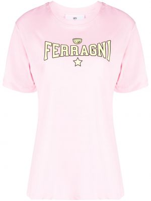 Koszulka bawełniana Chiara Ferragni różowa