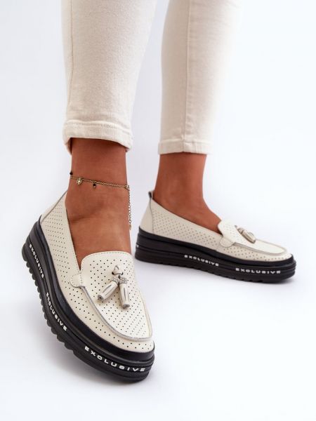 Pantofi loafer din piele cu platformă Kesi bej