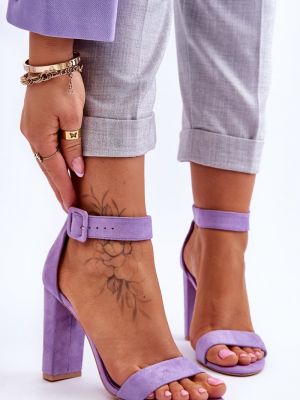 Semišové sandály na podpatku na vysokém podpatku Kesi fialové