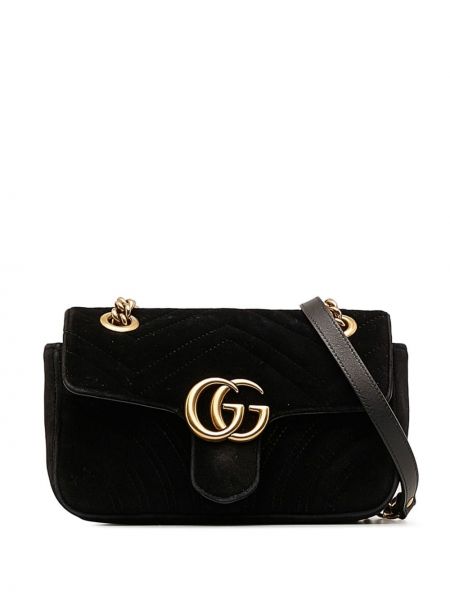 Βελούδινη τσάντα χιαστί Gucci Pre-owned μαύρο