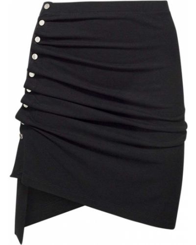 Mini falda de tela jersey Paco Rabanne negro