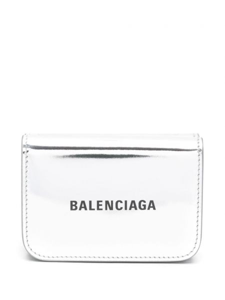 Kožená peňaženka Balenciaga strieborná