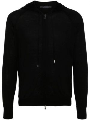 Woll hoodie mit reißverschluss Tagliatore schwarz