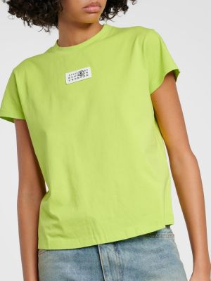 Kokvilnas t-krekls džersija Mm6 Maison Margiela zaļš