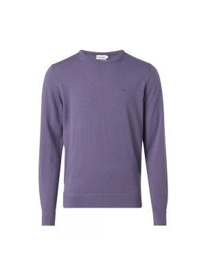 Sweter z wełny merino Calvin Klein fioletowy