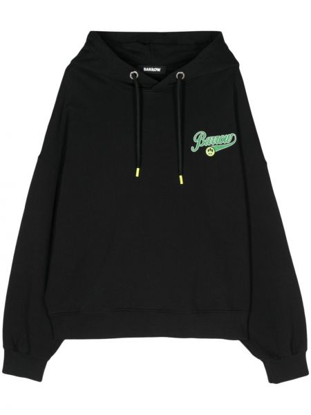 Pamučna hoodie s kapuljačom s printom Barrow crna