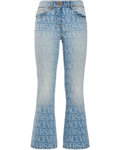Jeans à imprimé large Versace bleu