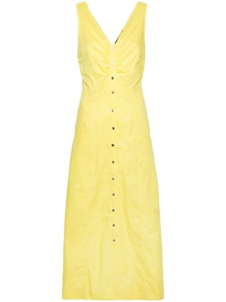 Βαμβακερή μάξι φόρεμα με λαιμόκοψη v Karl Lagerfeld κίτρινο