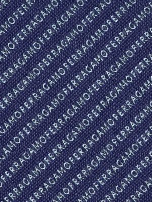 Jedwabny krawat żakardowy Ferragamo niebieski