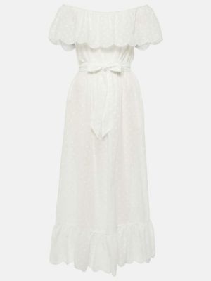 Robe mi-longue en coton Marysia blanc
