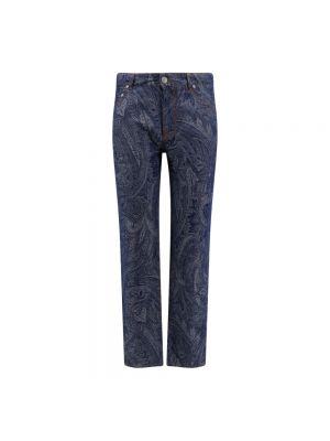 Proste jeansy z nadrukiem z wzorem paisley Etro niebieskie