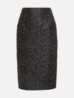 Žakárová midi sukňa Versace čierna