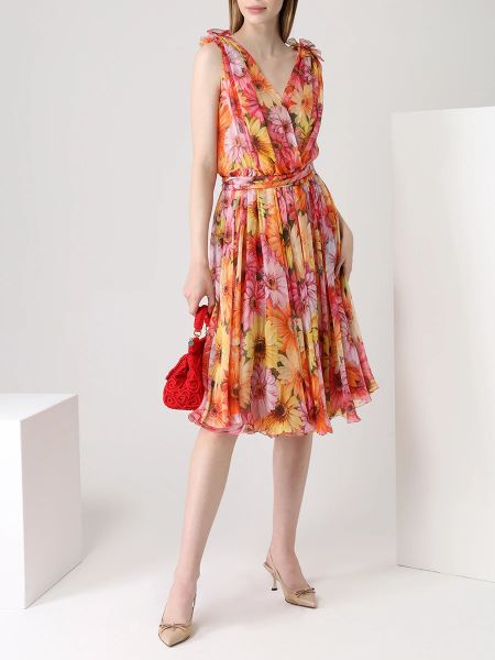 Шелковое платье с принтом Dolce & Gabbana