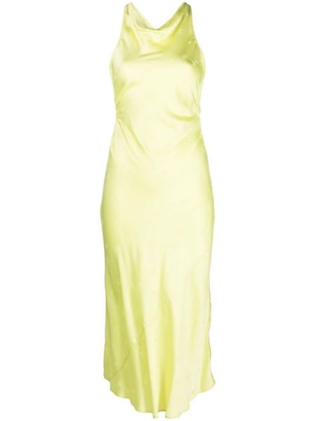 Σατέν μίντι φόρεμα ζακάρ με μοτίβο αστέρια Forte_forte πράσινο