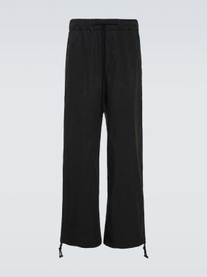 Bavlněné kalhoty s vysokým pasem Commas černé