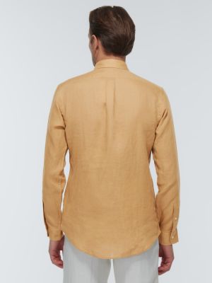 Lněná košile Polo Ralph Lauren béžová