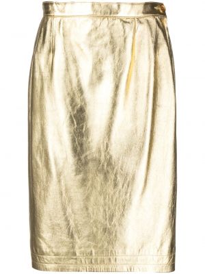 Kožená sukně s vysokým pasem Yves Saint Laurent Pre-owned - zlato