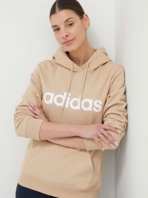 Pamučna hoodie s kapuljačom Adidas bež