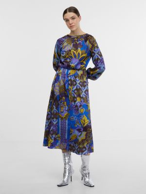 Saténové midi šaty Orsay modrá