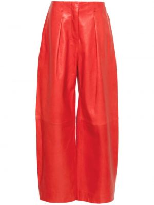 Pantaloni din piele cu croială lejeră Jacquemus roșu