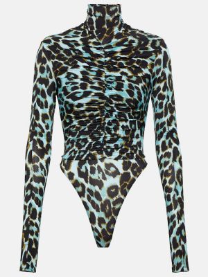 Body à imprimé à imprimé léopard Alex Perry bleu