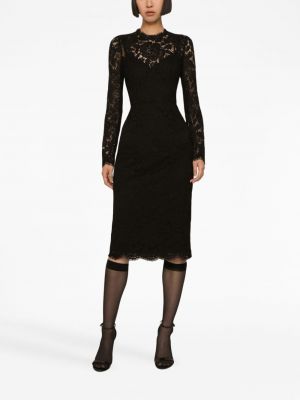 Nėriniuotas midi suknele Dolce & Gabbana juoda
